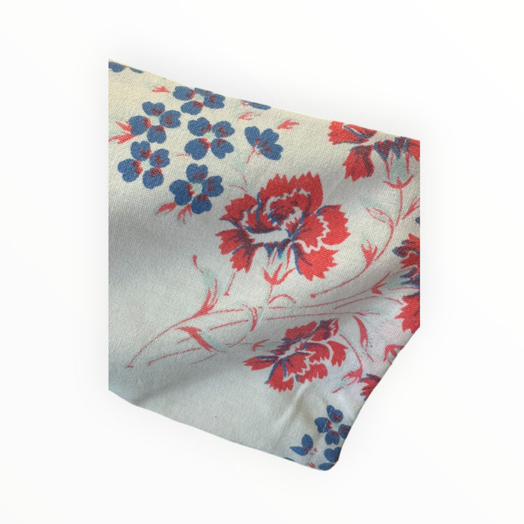 Short Linen Red & Blue Floral Kimono