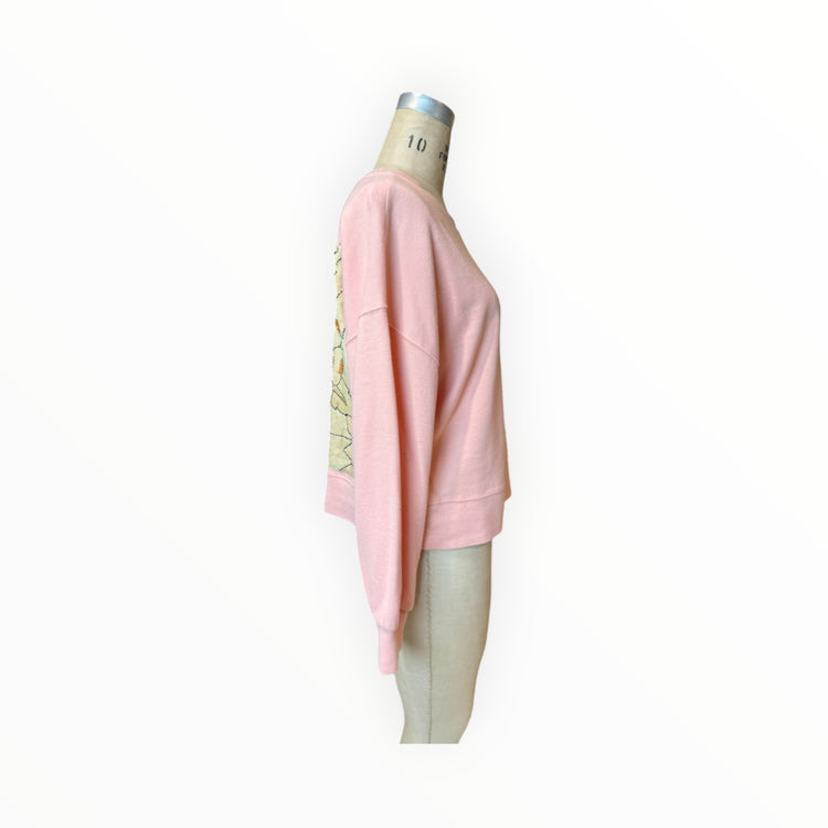 Peach Large Art Deco Floral Pullover Sweatshirt