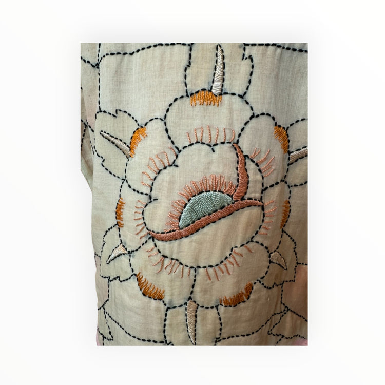 Peach Large Art Deco Floral Pullover Sweatshirt