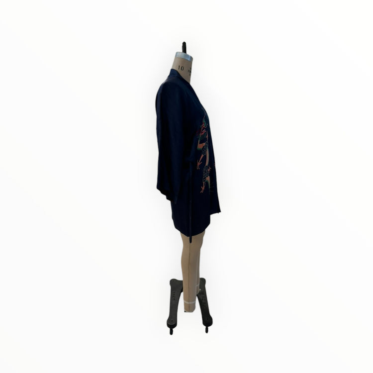 Navy Dragon Silk Kimono