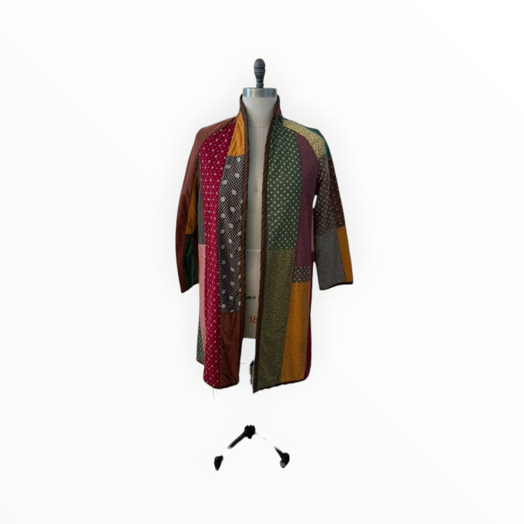 Earthtones Rectangle Patched Hand Quilted Jacket