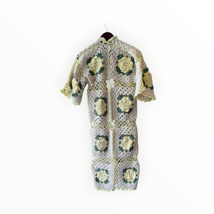 Yellow Rose Granny Square Car Coat