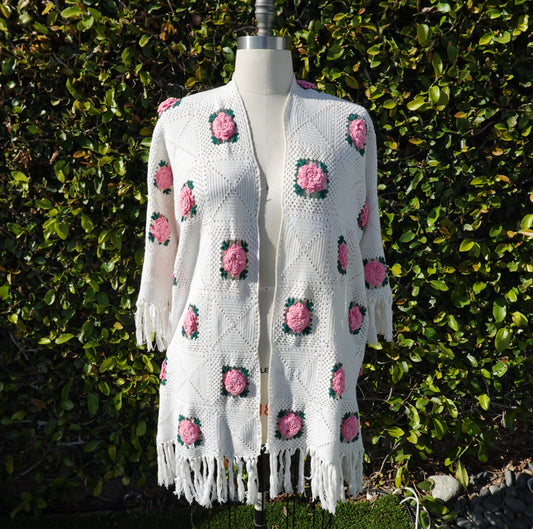 Rose Granny Square Car Coat