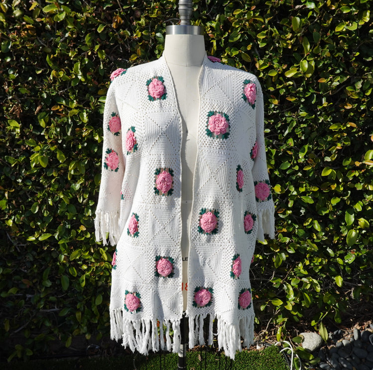 Rose Granny Square Car Coat