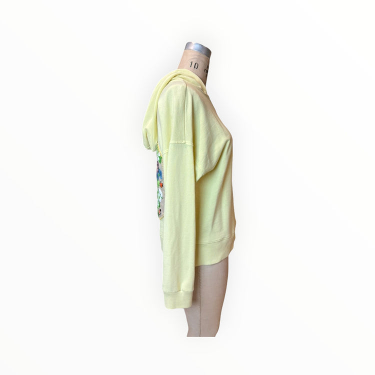 Bird & Floral Crewel Embroidery Yellow Sweatshirt