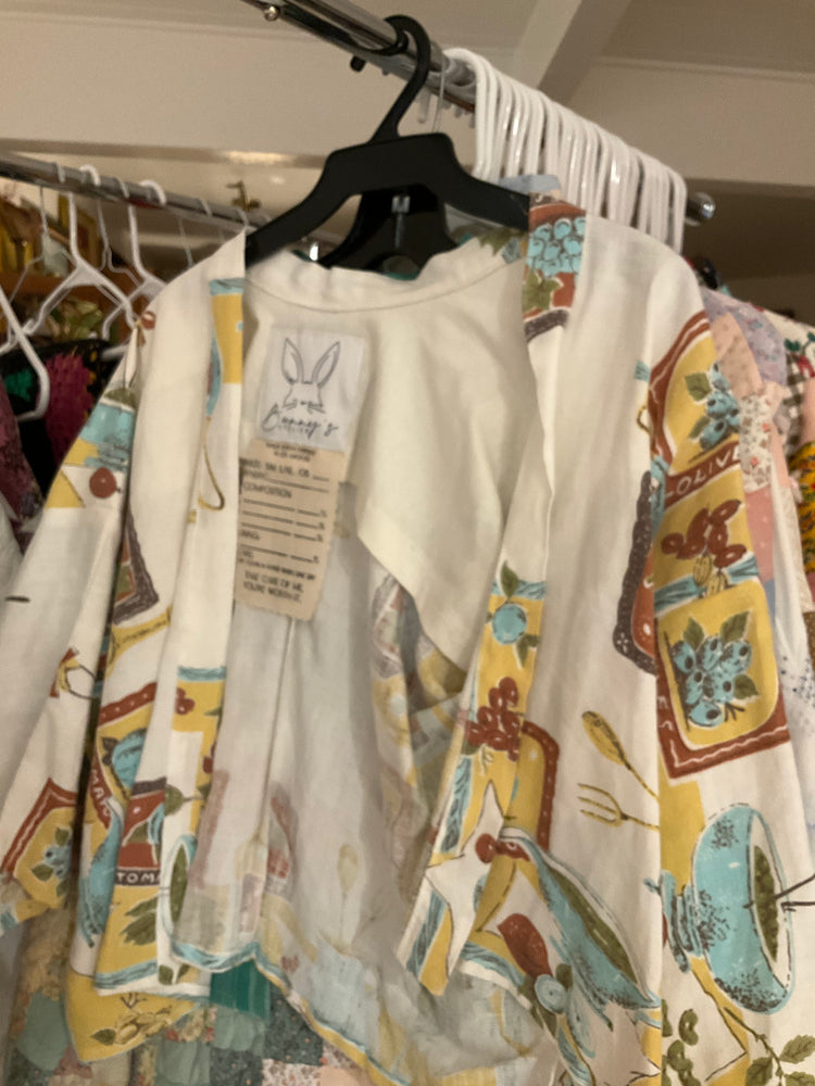 1970s Olive Linen Short Length Kimono