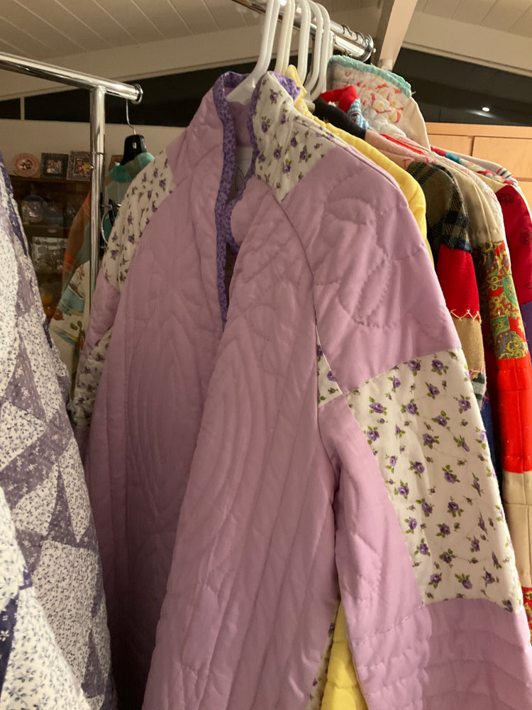 Violet Color Blocked & Ditzy Floral Quilted Jacket
