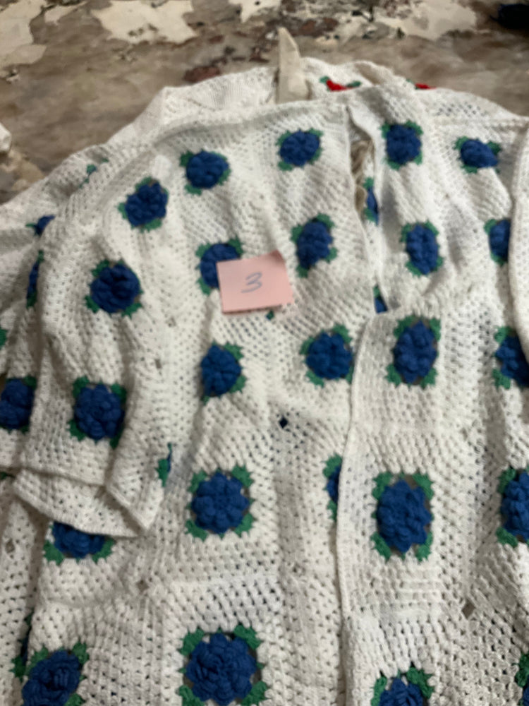 Blue Rose Fringe on Edge Car Coat Sweater