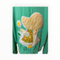 Quilted Appliqué Daisy Sue Green Pullover Sweatshirt