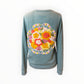 Sage Doily & Floral Crewel Appliqué Pullover Sweatshirt
