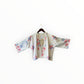 Short Linen Red & Blue Floral Kimono