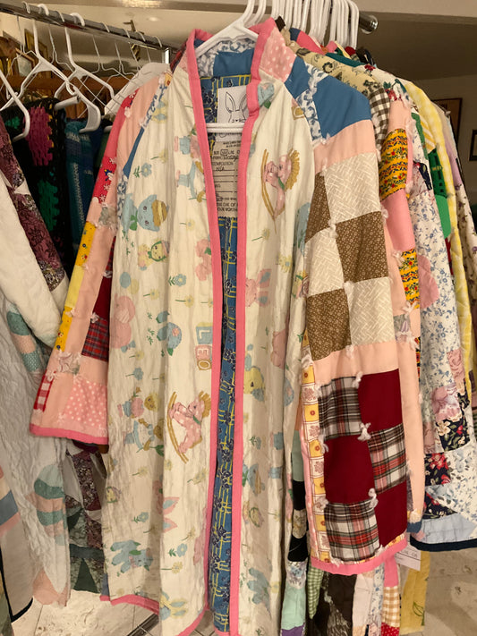 Sweet Baby Print & Patchwork Sleeves Quilted Jacket