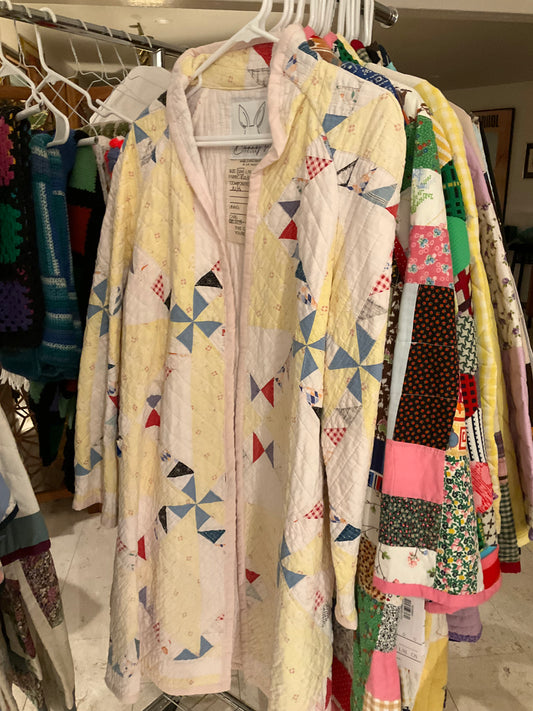 1940's Distressed Pinwheel Quilted Jacket