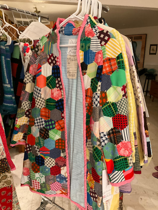 Far Out Hexagon Patchwork Hand Tied Quilted Jacket