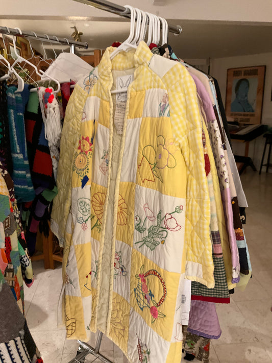 Sunny Gingham Flowers & Baskets Quilted Jacket