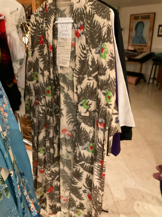 Neutral Colors Folor Length Refashioned Silk Kimono