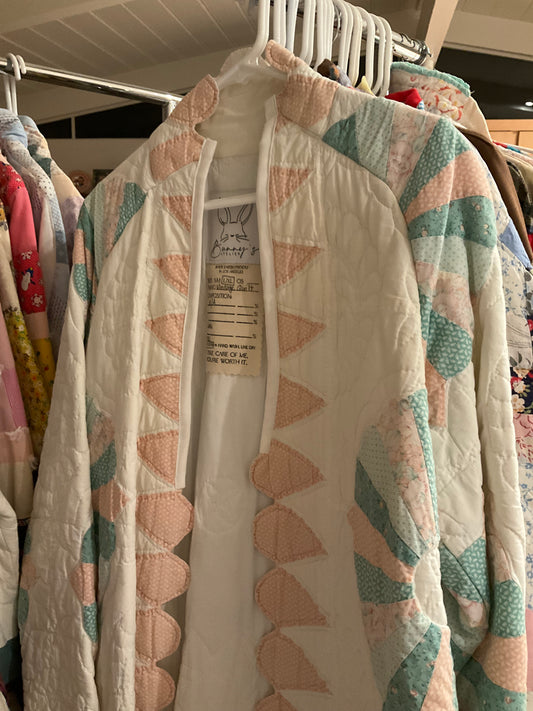 1980s Mint & Coral Ice Cream Hand Quilted Jacket