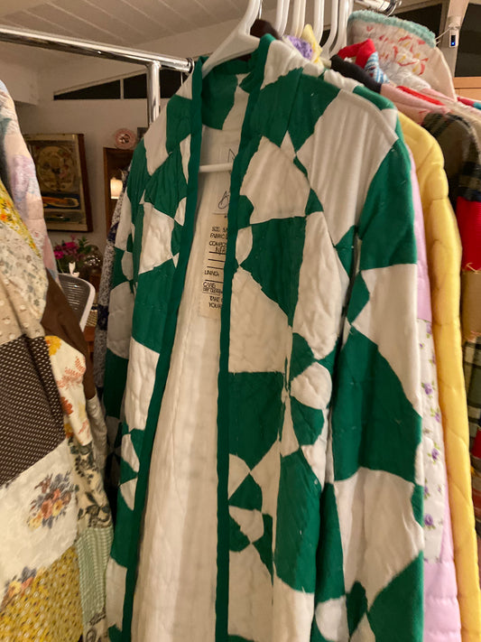 Lucky Groovy Green & White Hand Quilted Jacket