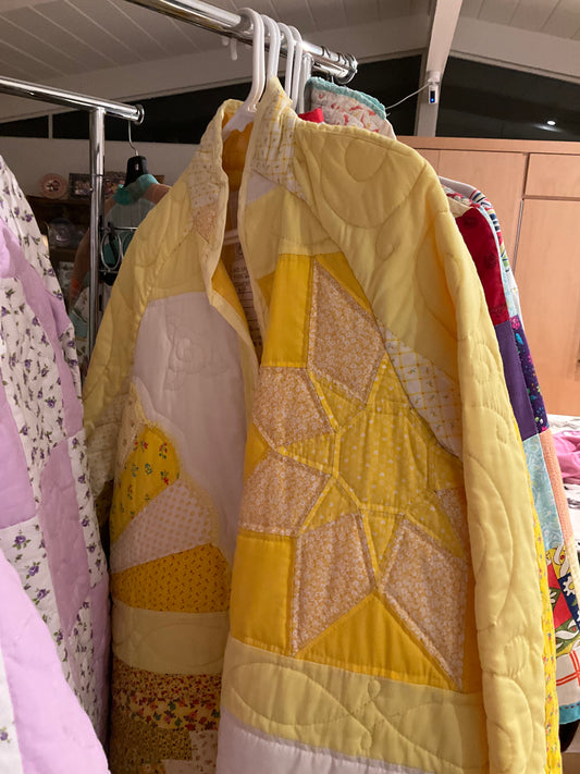 Yellow Fun Ditzy Floral Quilted Jacket