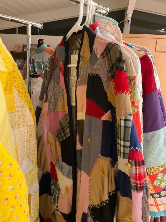 1930s Horse Blanket Wool Crazy Quilt Hand Quilted Jacket