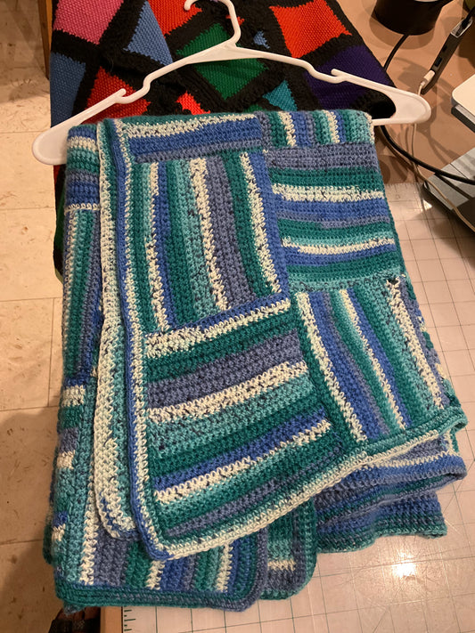 Blue & Green Pullover Pancho