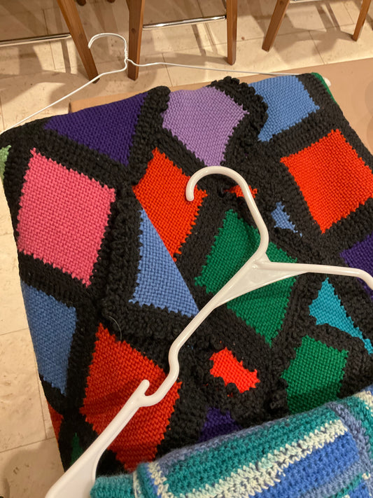 Bold Colored 1980's Wool Pancho