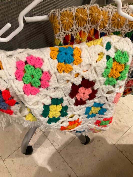 Bright Granny Square Shawl Wrap