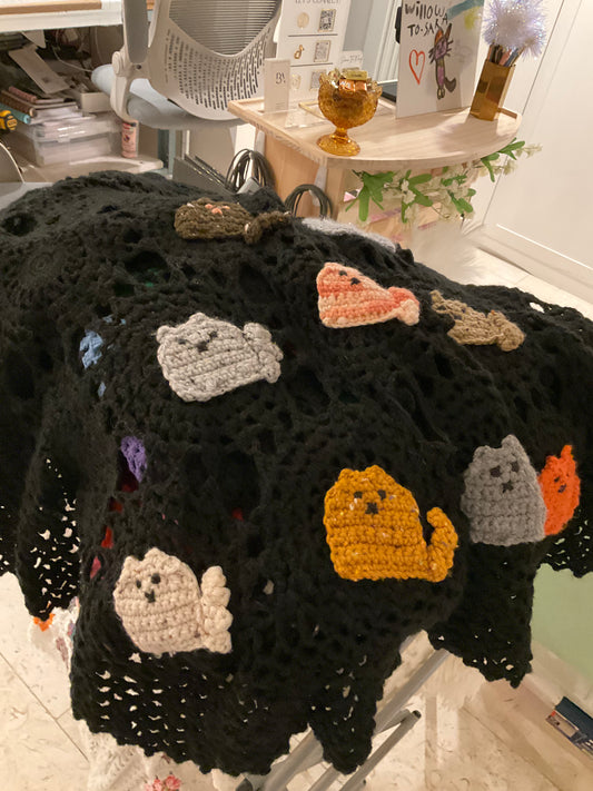 Cats Crochet Shawl Wrap
