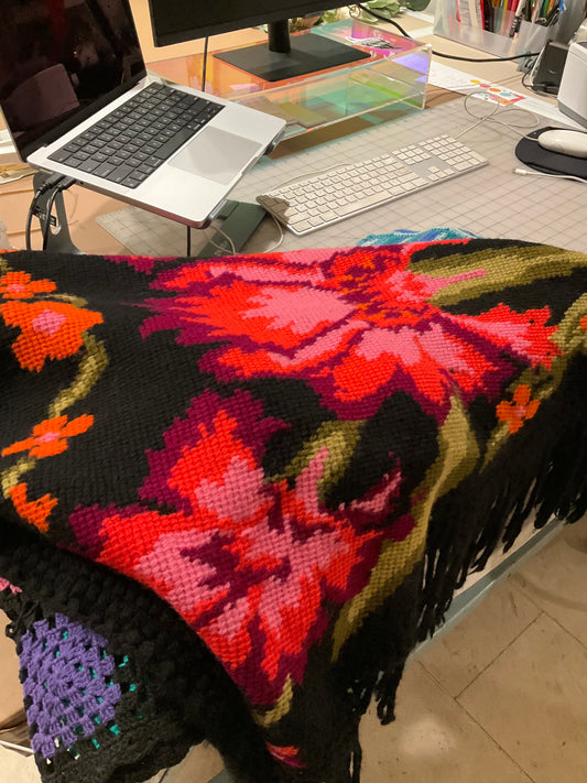 Refashioned Oversized Floral Sweater Wrap