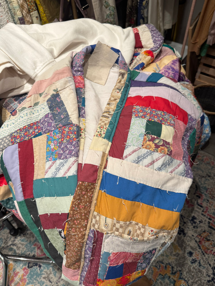 Vintage Hand Quilted Log Cabin Short Jacket